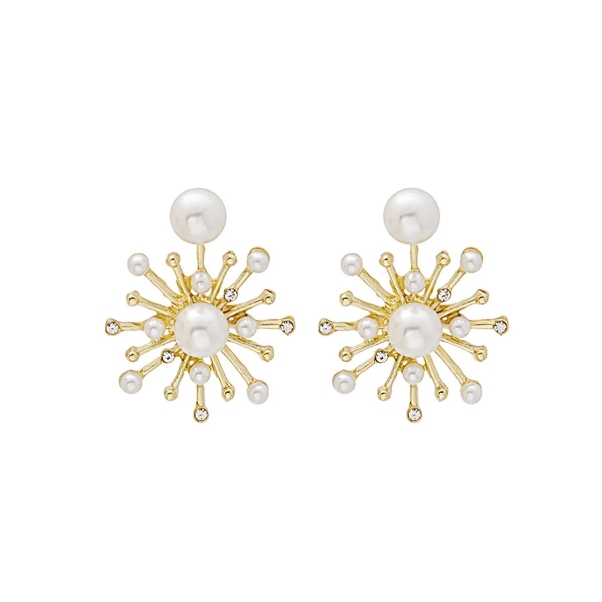 Pearl & Cubic Zirconia 18K Gold-Plated Firework Dangle Earrings