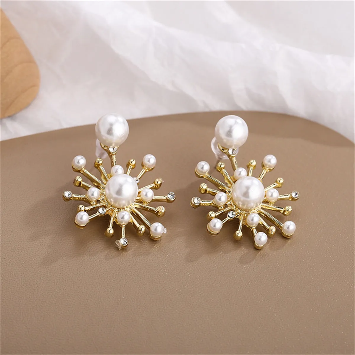 Pearl & Cubic Zirconia 18K Gold-Plated Firework Dangle Earrings