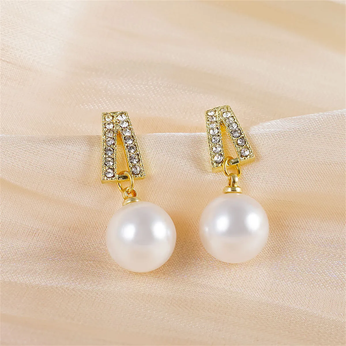 Pearl & Cubic Zirconia 18K Gold-Plated Geometric Drop Earrings