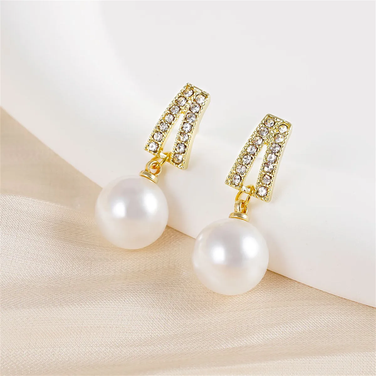 Pearl & Cubic Zirconia 18K Gold-Plated Geometric Drop Earrings