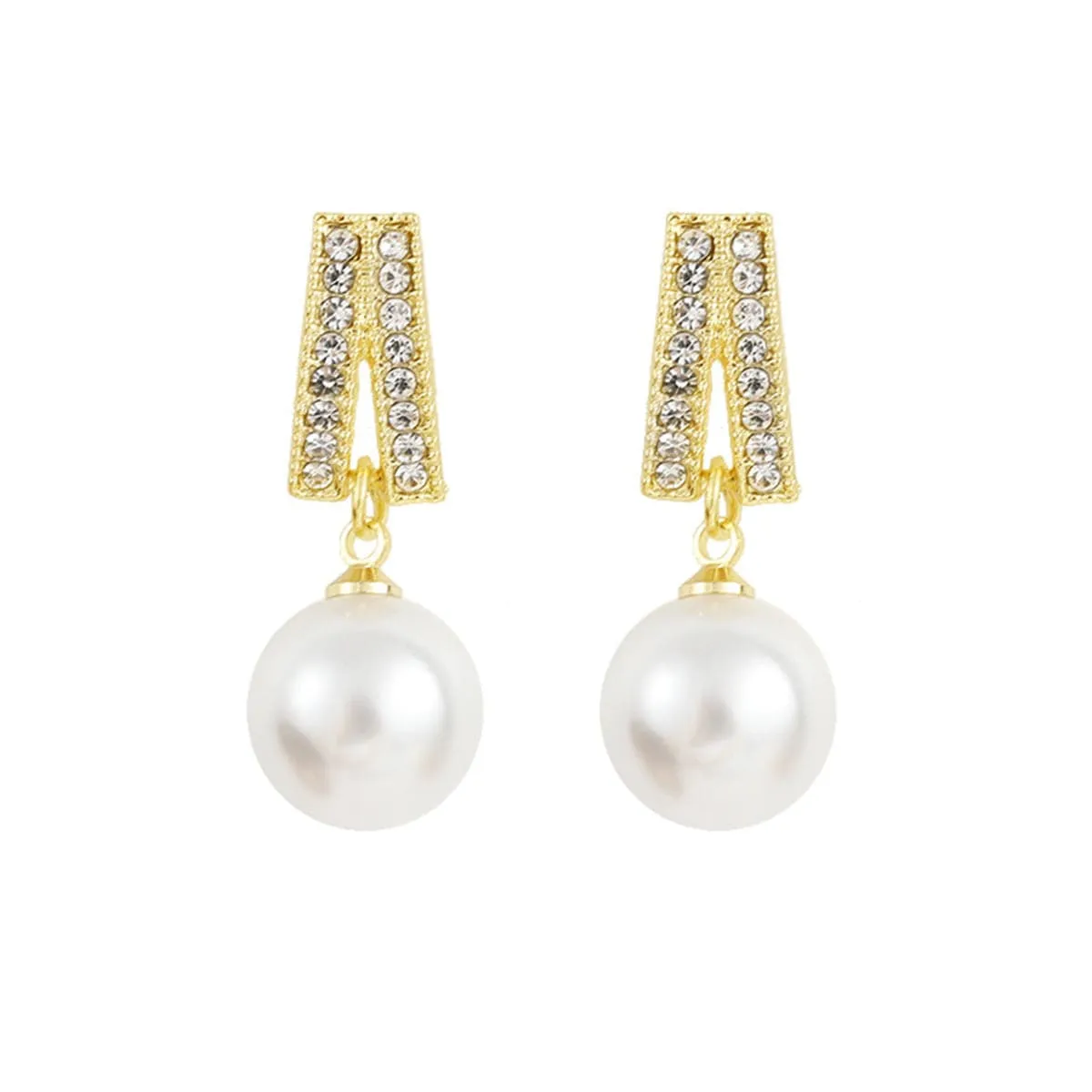 Pearl & Cubic Zirconia 18K Gold-Plated Geometric Drop Earrings