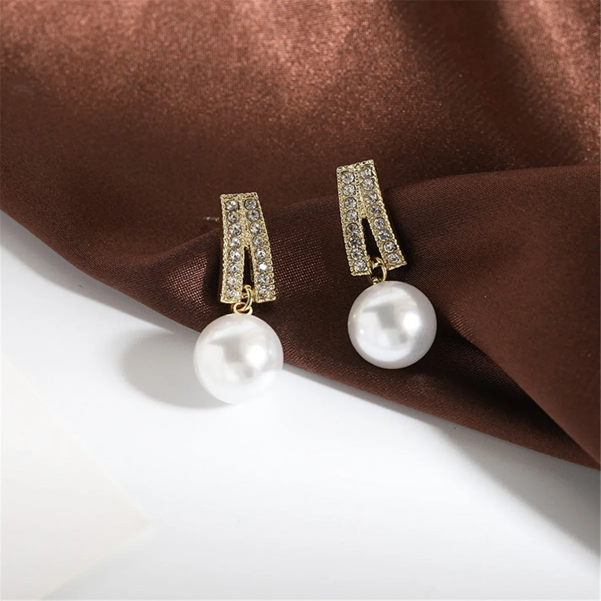 Pearl & Cubic Zirconia 18K Gold-Plated Geometric Drop Earrings