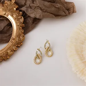Pearl & Cubic Zirconia 18K Gold-Plated Interlocked Oval Drop Earrings