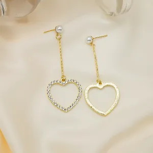 Pearl & Cubic Zirconia 18K Gold-Plated Open Heart Pavé Drop Earrings