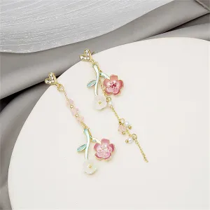 Pearl & Enamel Acrylic 18K Gold-Plated Floral Mismatched Drop Earrings