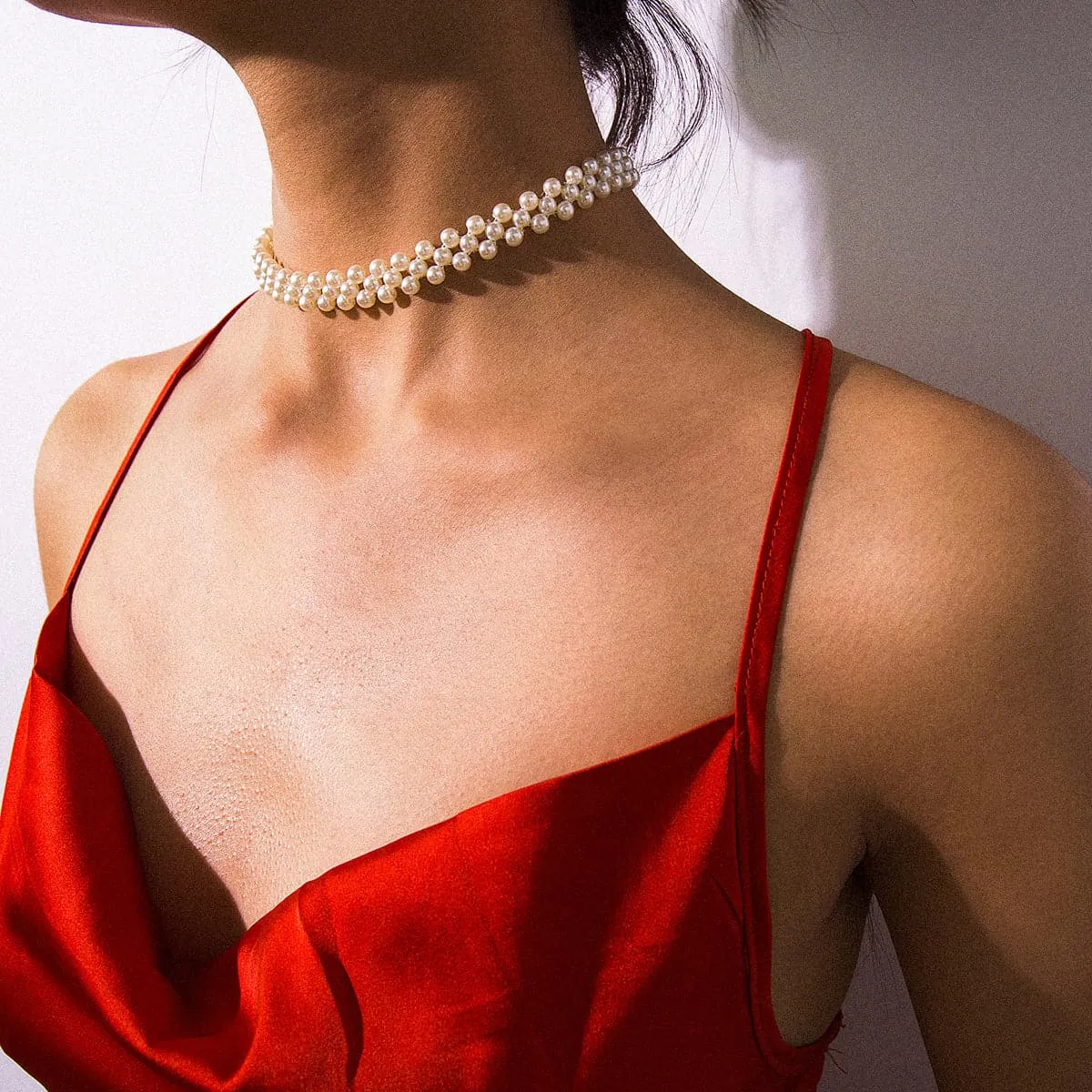 Pearl & Silver-Plated Layered Choker Necklace