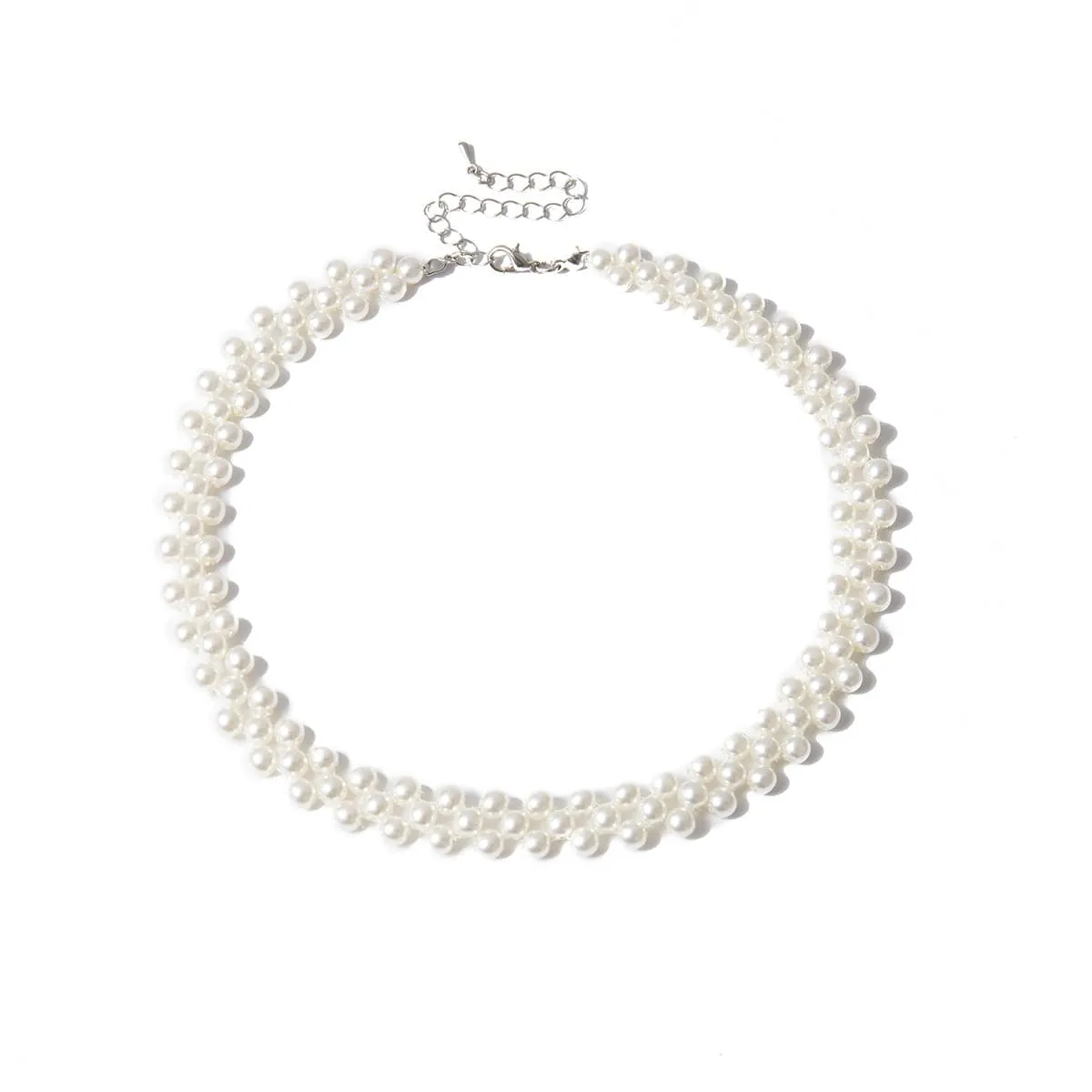 Pearl & Silver-Plated Layered Choker Necklace