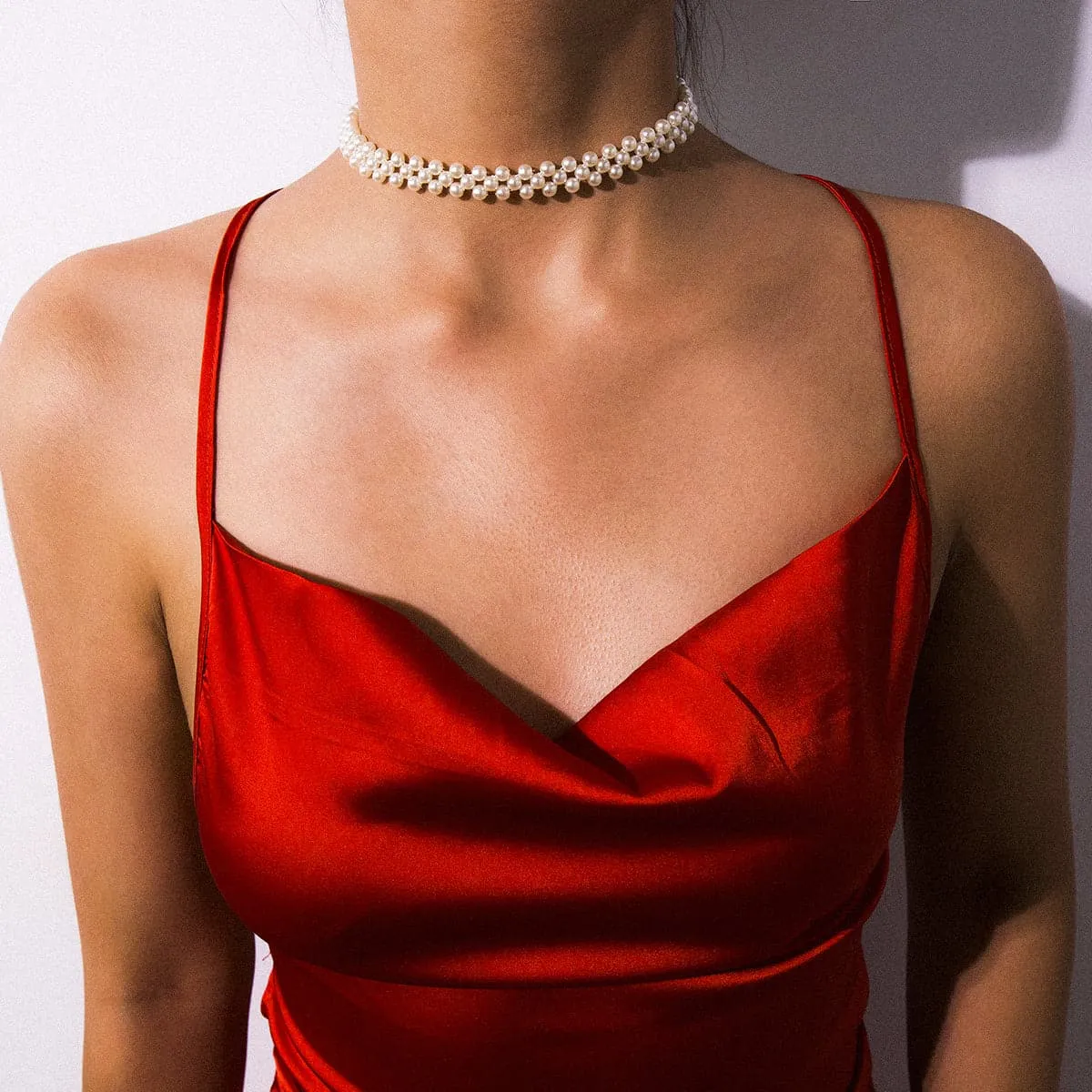 Pearl & Silver-Plated Layered Choker Necklace