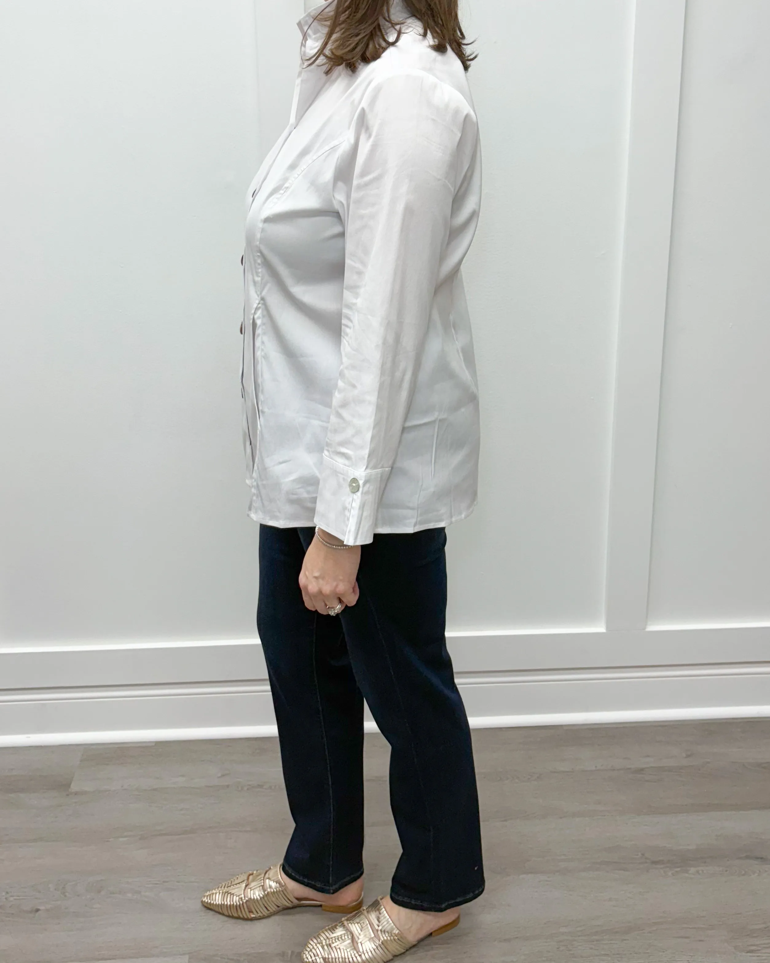 Perfect Travel Sculpted Collar Shirt - White