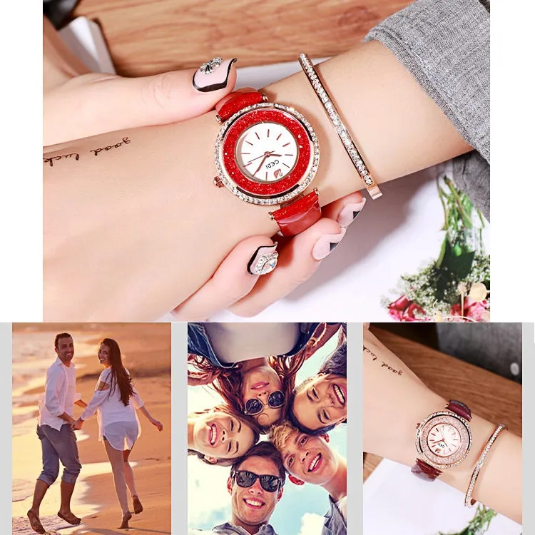 Personal Large Dial Leather Strap Women's Watch