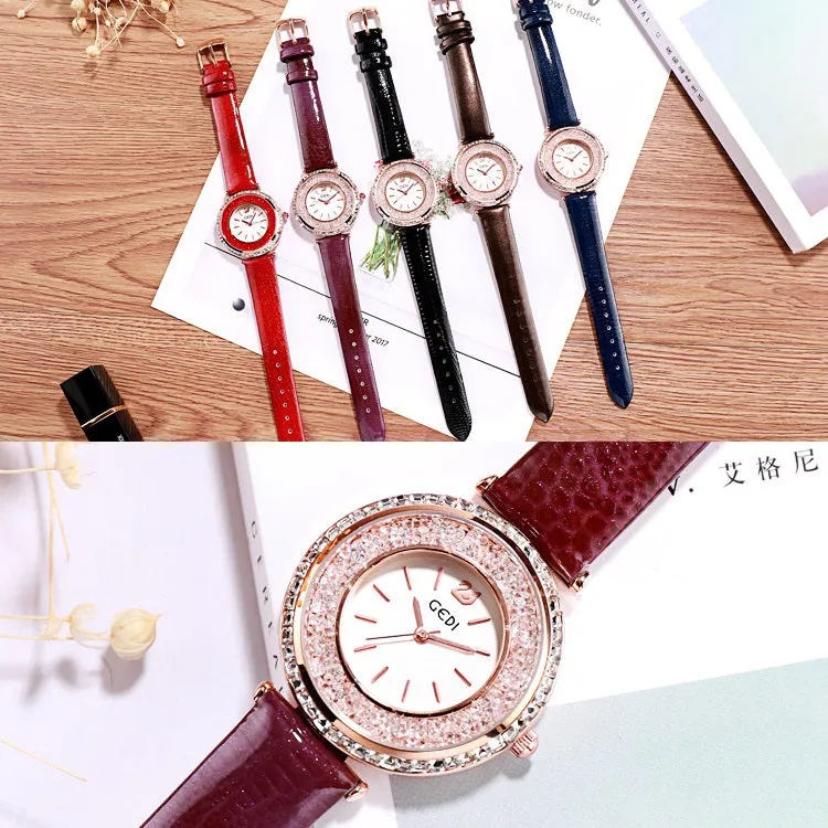 Personal Large Dial Leather Strap Women's Watch