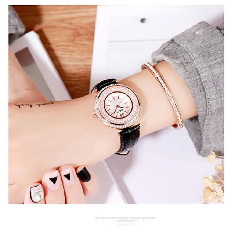 Personal Large Dial Leather Strap Women's Watch