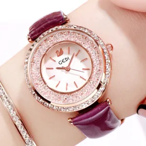 Personal Large Dial Leather Strap Women's Watch