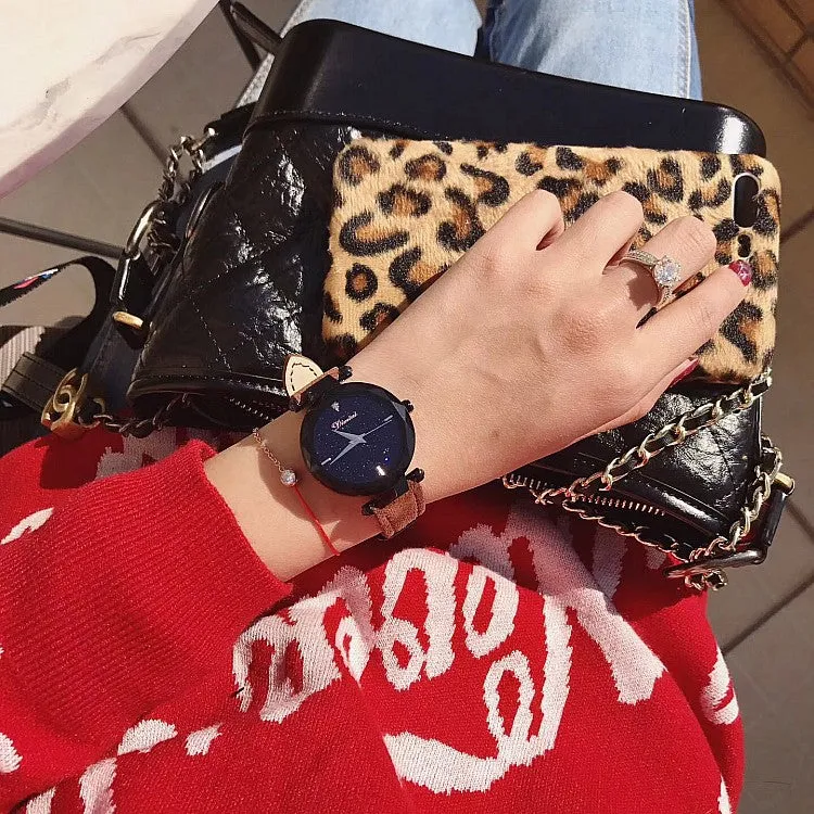 Personality Dial Black Frame Women's Watch