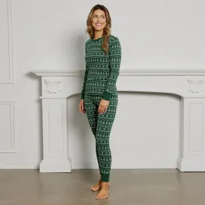 Petit Lem Women's Festive Firs on Evergreen PJ Set