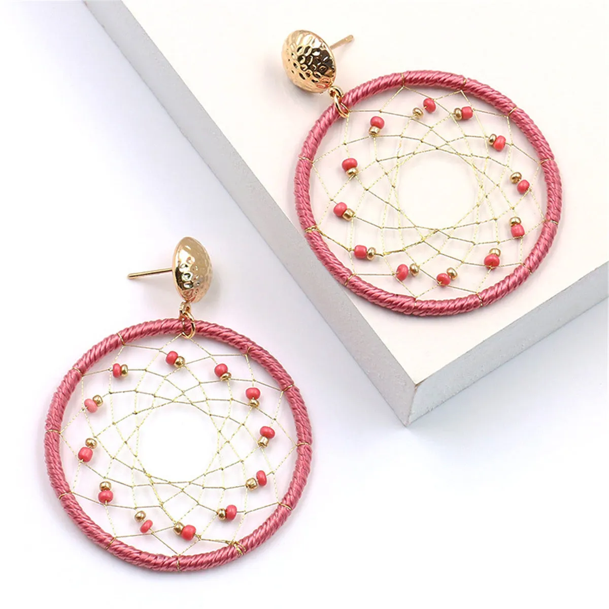 Pink Polyster & Howlite 18K Gold-Plated Web Drop Earrings