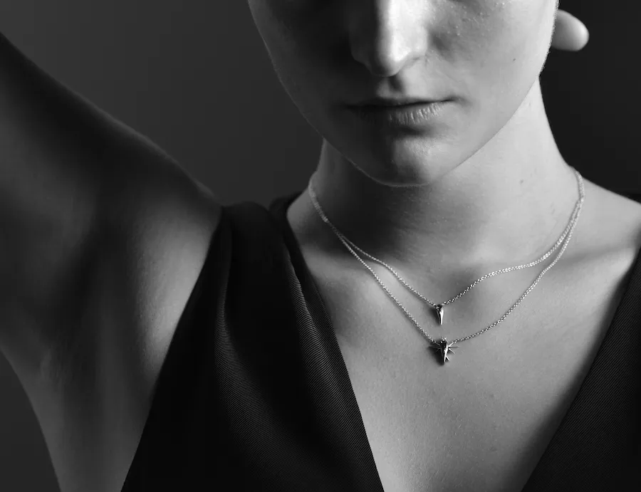 Pink Tourmaline & Diamond Bird Necklace-Yellow Gold