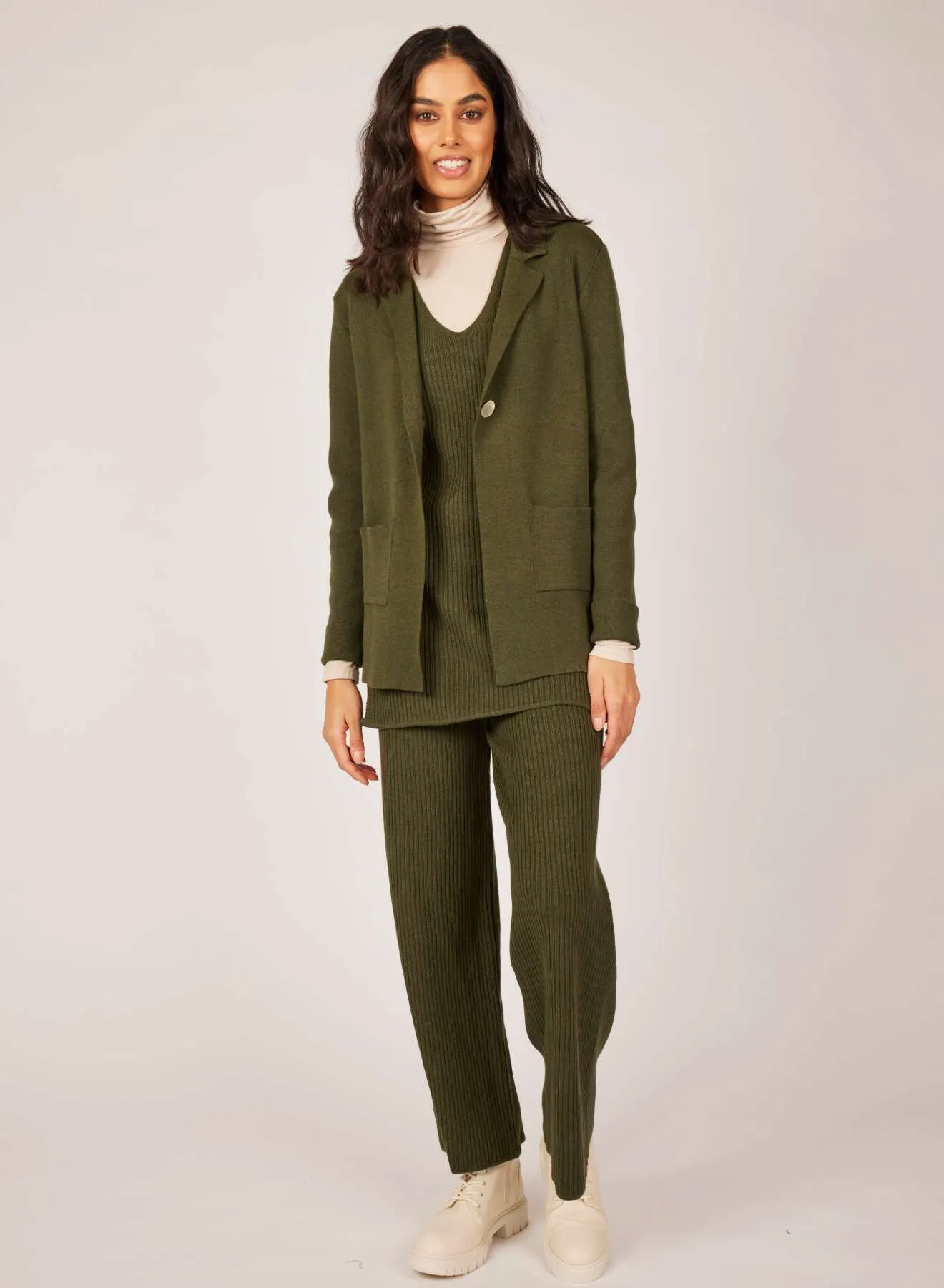Pistache Fine Knit Boyfriend Blazer