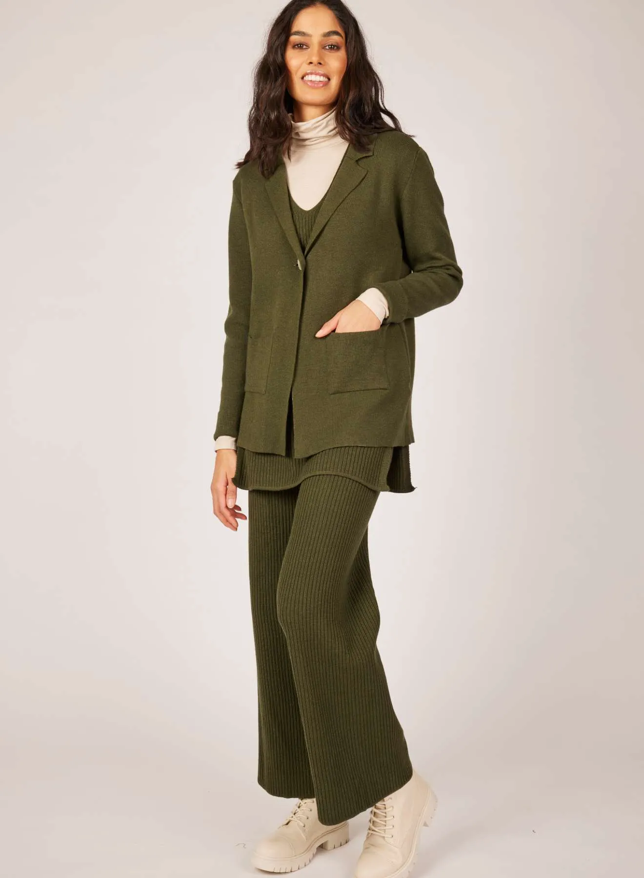 Pistache Fine Knit Boyfriend Blazer