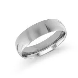 Platinum 6mm high polish rounded dome light comfort fit wedding band