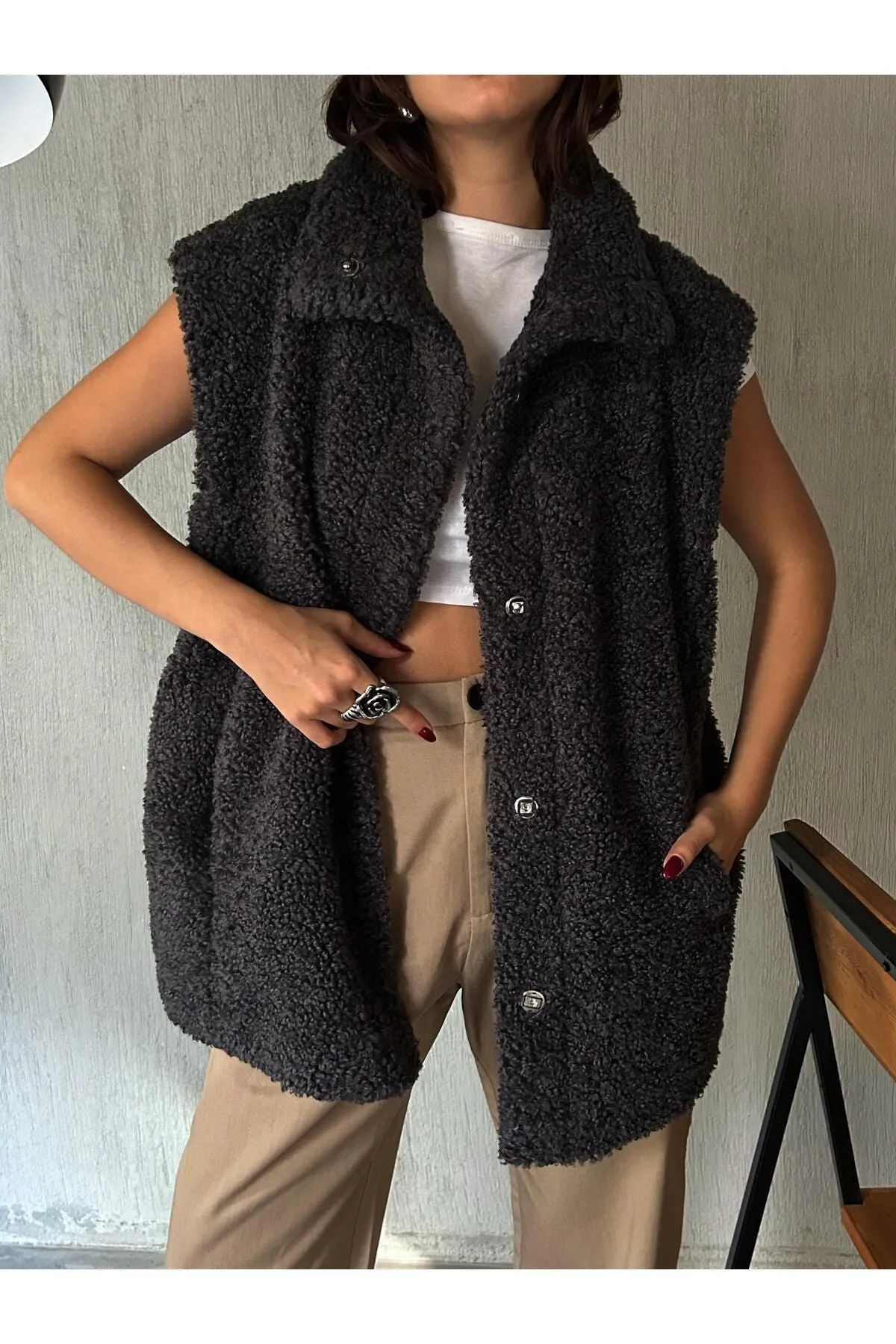 Plush Lined Snap Vest