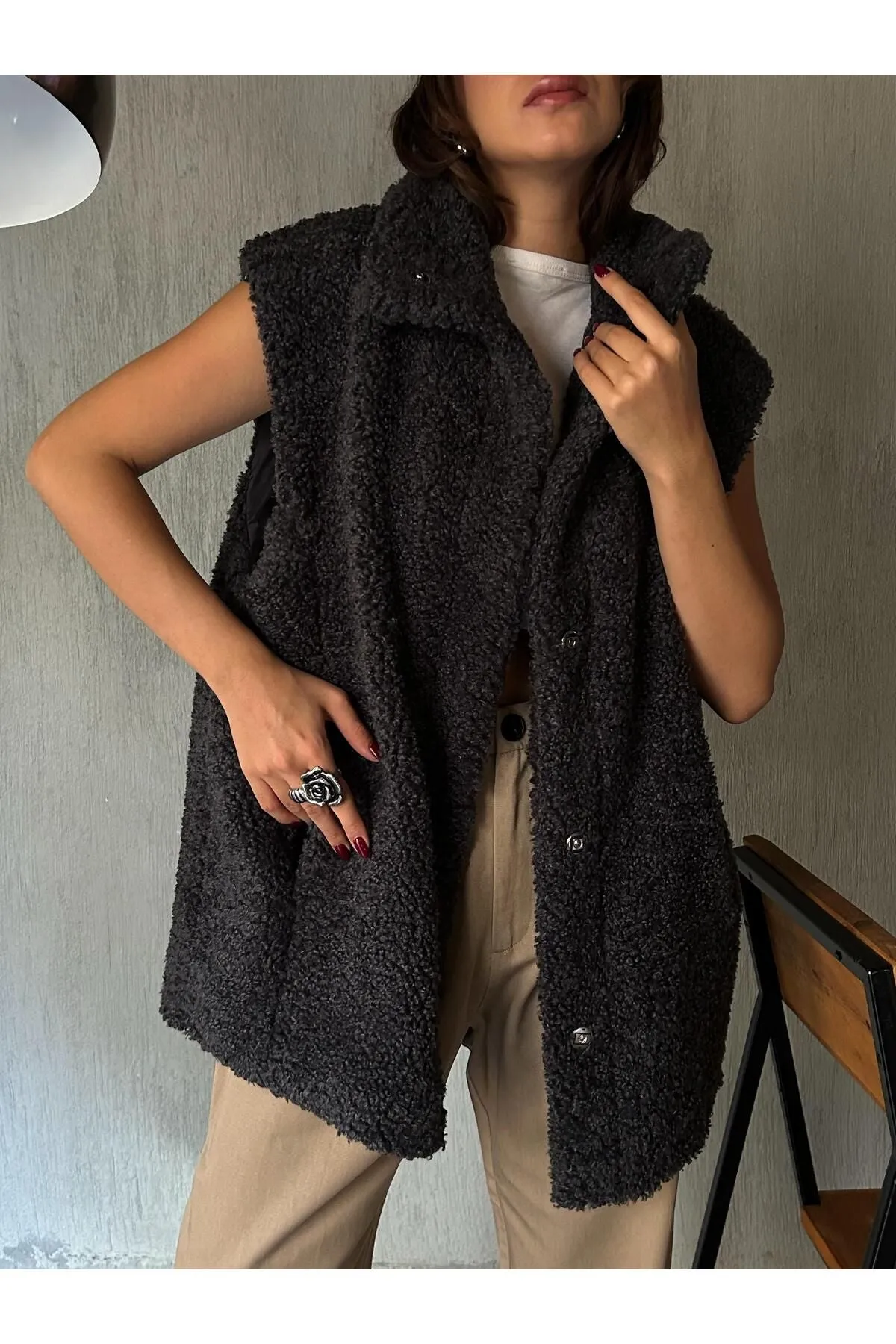Plush Lined Snap Vest