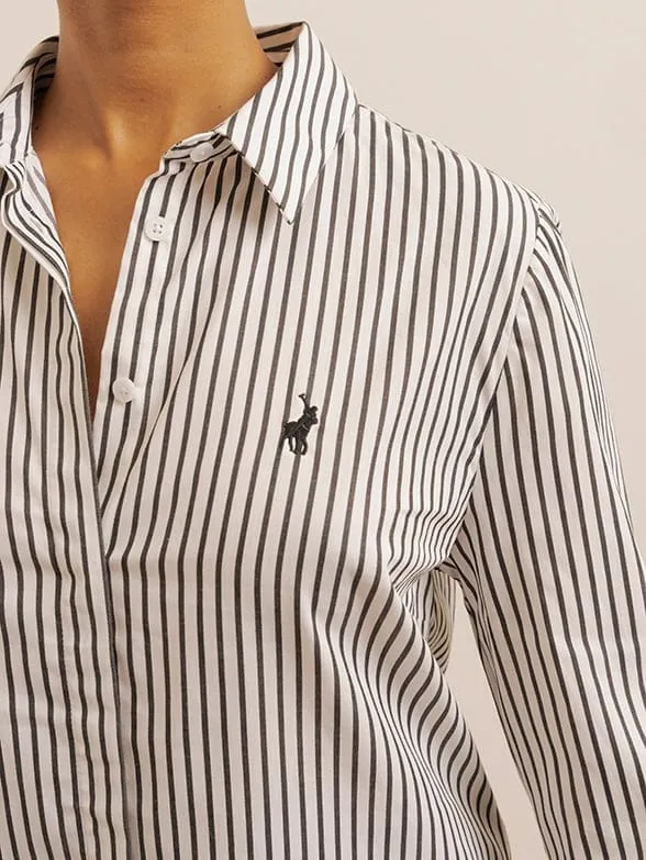 Polo Ladies Long Sleeve  Basic Shirt Black