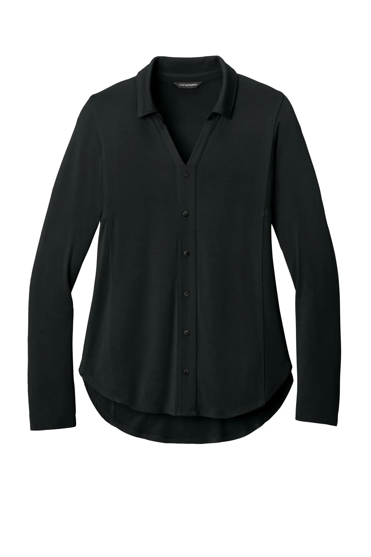 Port Authority Women's Luxe Knit Button Tunic LK5602 Deep Black