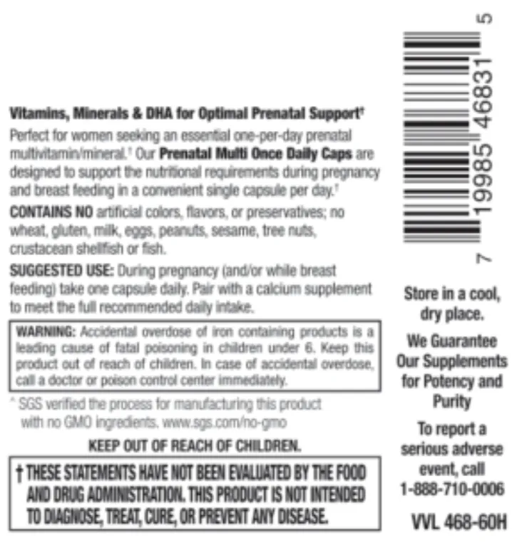Prenatal Multi Once Daily Caps, 60 vcap (item 468)