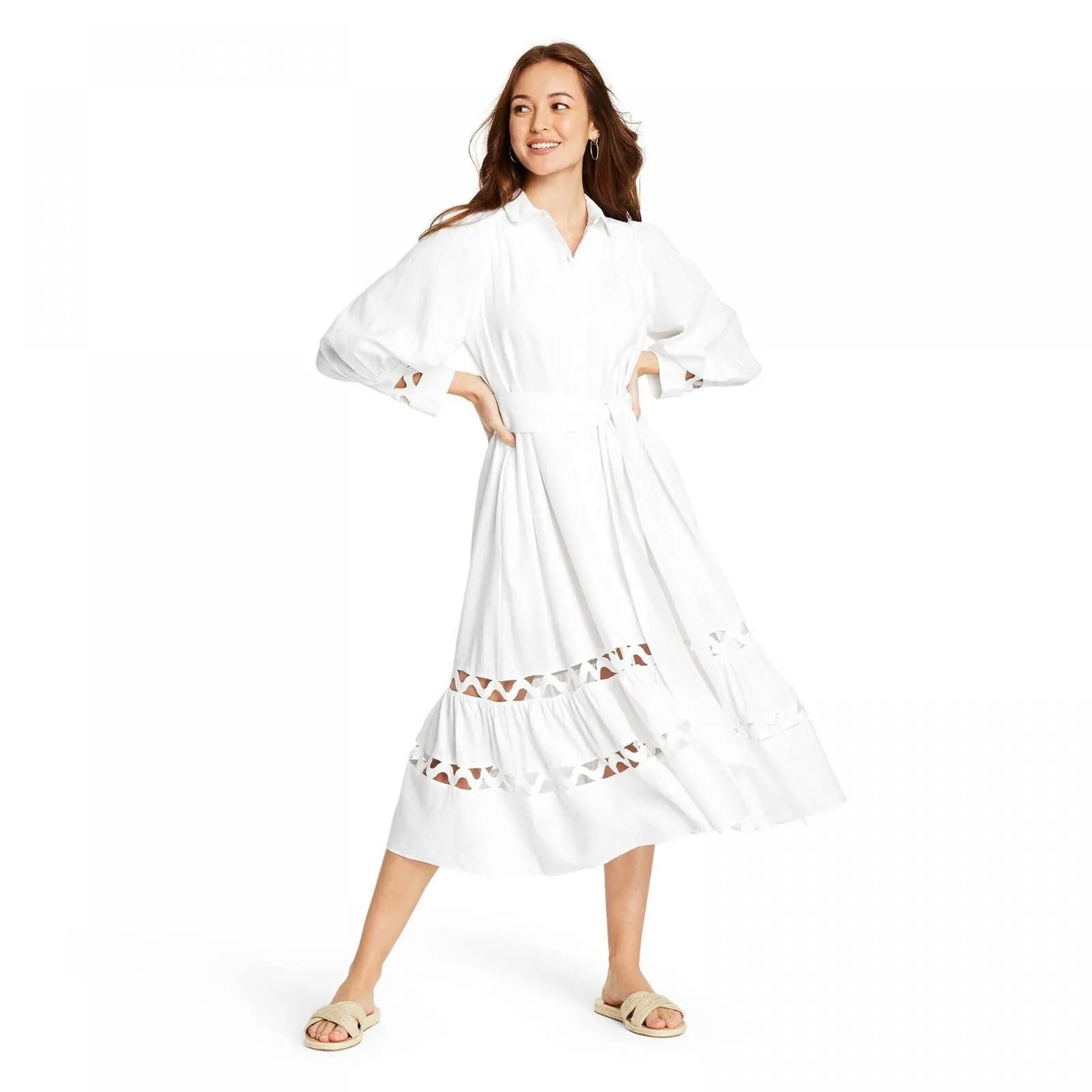 Private Label Women's Ric Rac Shirtdress PDD-065 White 4