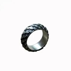 Punk Tide Ring with Dragon Scale Design in Durable Copper mater