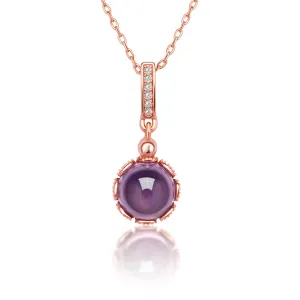Purple Crystal & Cubic Zirconia Round Pendant Necklace