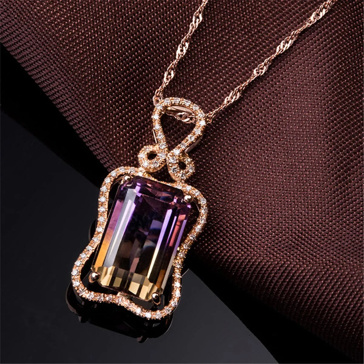 Purple Ombré Crystal & Cubic Zirconia Botany Pendant Necklace