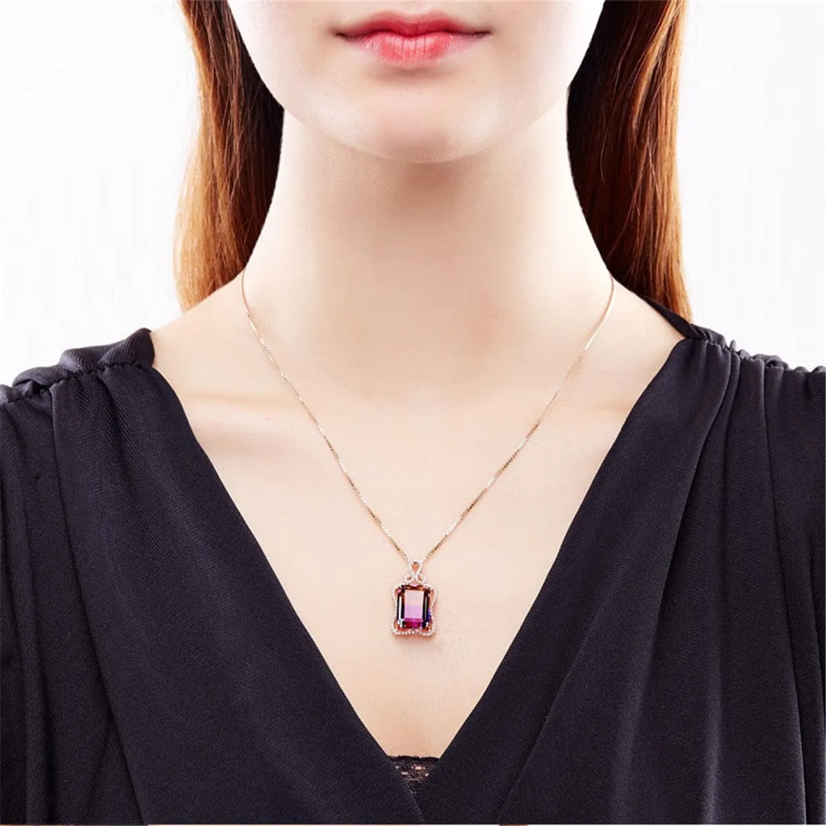 Purple Ombré Crystal & Cubic Zirconia Botany Pendant Necklace