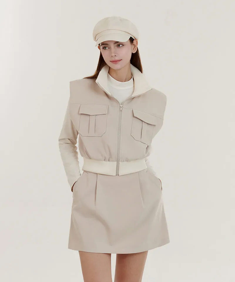 Q.C PLAY: Pintuck Pocket A-Line Balloon Skirt [Inner Pants Built-in] - 2colors