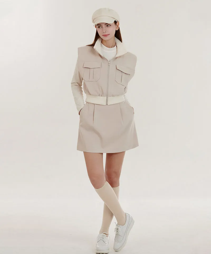 Q.C PLAY: Pintuck Pocket A-Line Balloon Skirt [Inner Pants Built-in] - 2colors