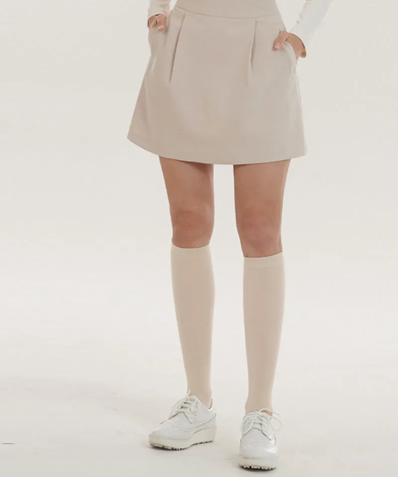 Q.C PLAY: Pintuck Pocket A-Line Balloon Skirt [Inner Pants Built-in] - 2colors