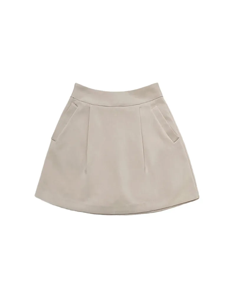 Q.C PLAY: Pintuck Pocket A-Line Balloon Skirt [Inner Pants Built-in] - 2colors