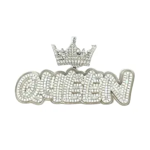 Queen Glow in the dark Lab-Created Moissanite Sterling Silver Charm Pendant - M417779