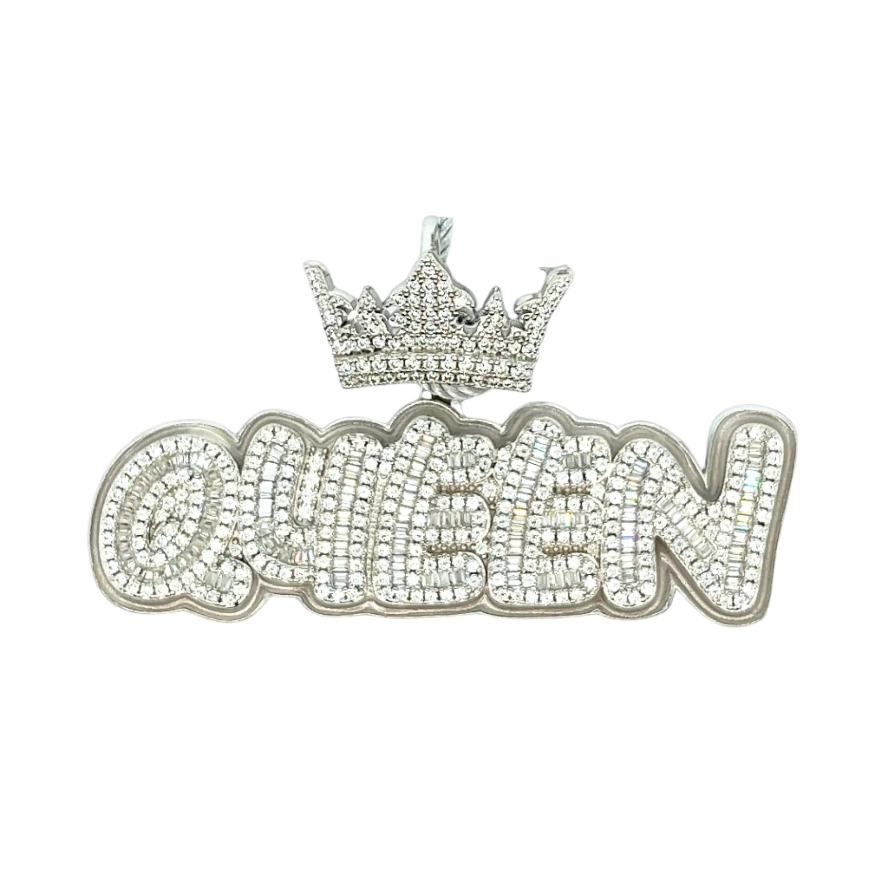 Queen Glow in the dark Lab-Created Moissanite Sterling Silver Charm Pendant - M417779