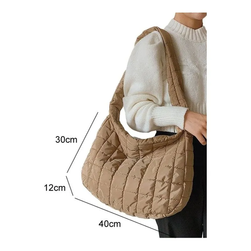 Quilted Zipper Large Shoulder Bag