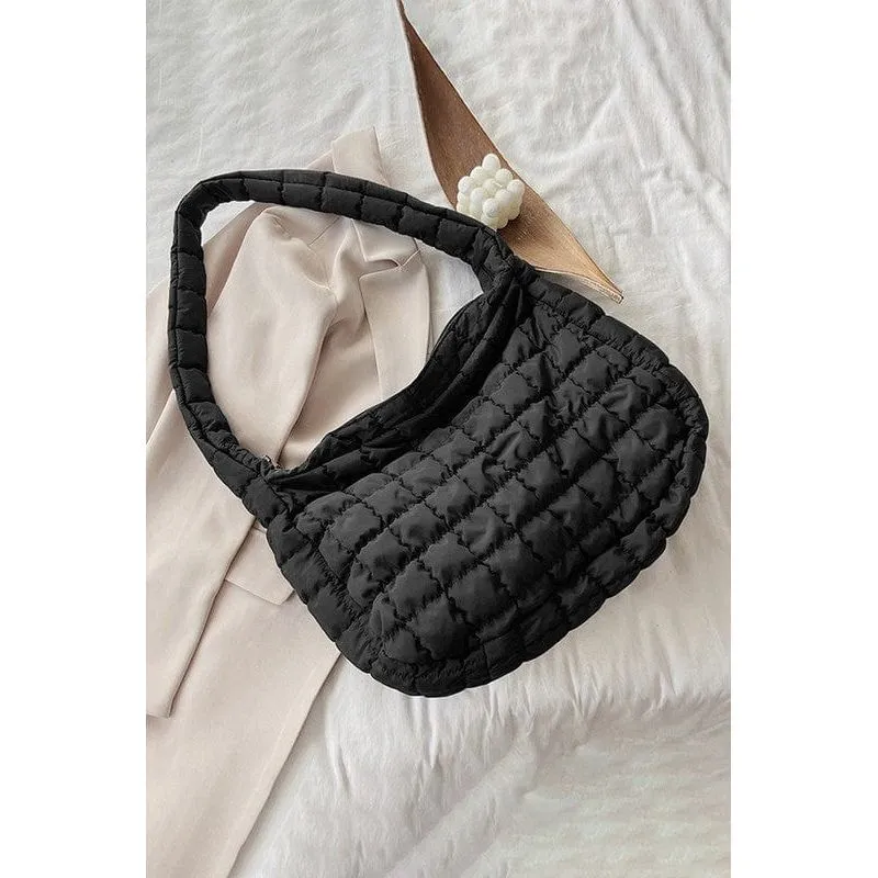 Quilted Zipper Large Shoulder Bag