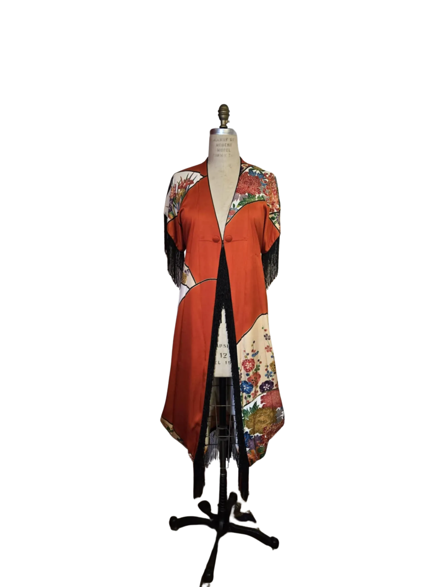 "Victorian Fringe" Reimagined Vintage Kimono - Kimono Zulu Artist Collaboration with Judy Masliyah