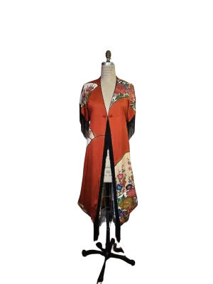 "Victorian Fringe" Reimagined Vintage Kimono - Kimono Zulu Artist Collaboration with Judy Masliyah