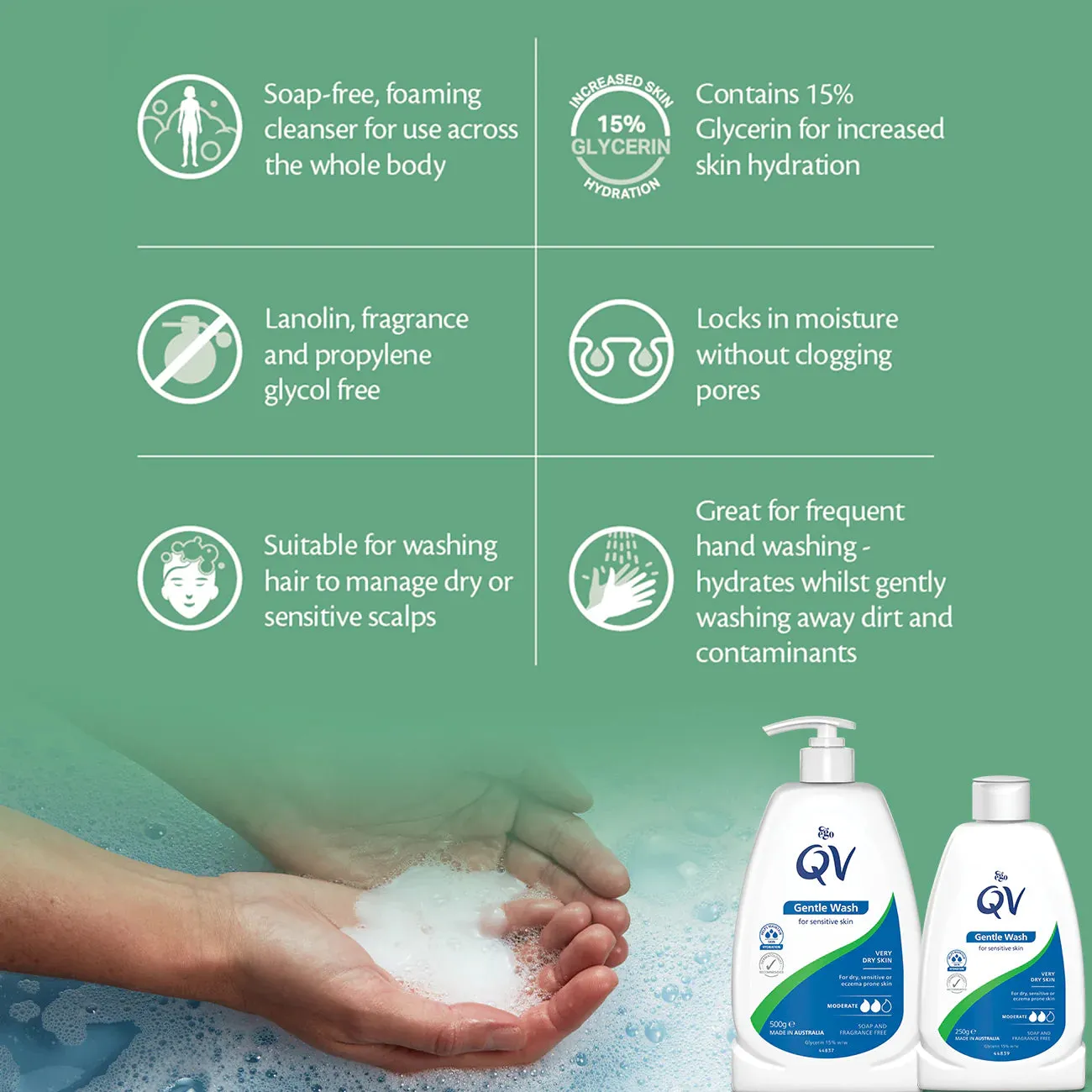 QV Gentle wash for sensitive skin 500ML pump