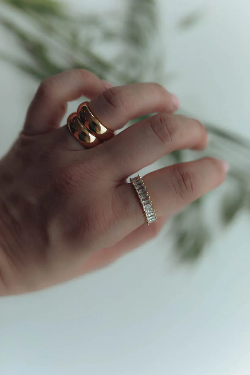 RAE: Baguette Ring 18k Gold Plated Adjustable Ring