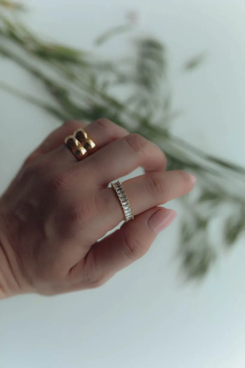 RAE: Baguette Ring 18k Gold Plated Adjustable Ring