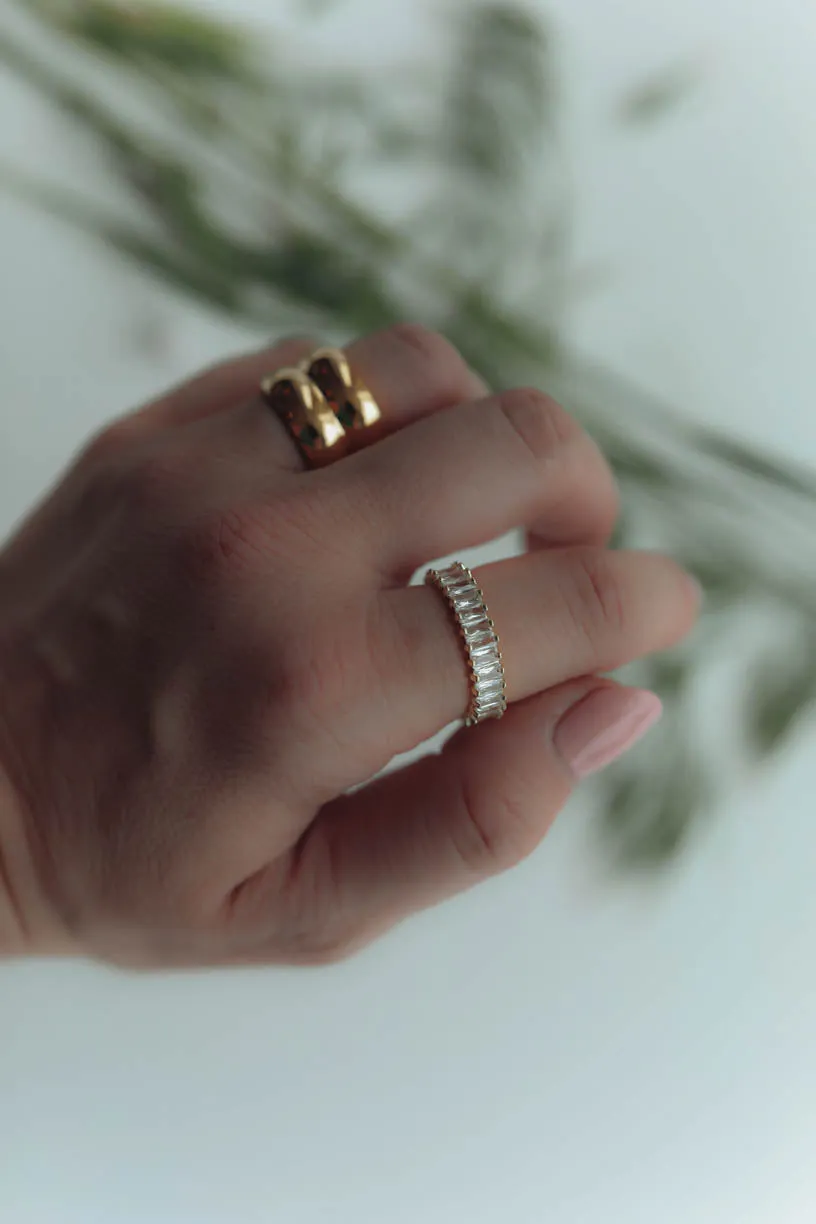 RAE: Baguette Ring 18k Gold Plated Adjustable Ring