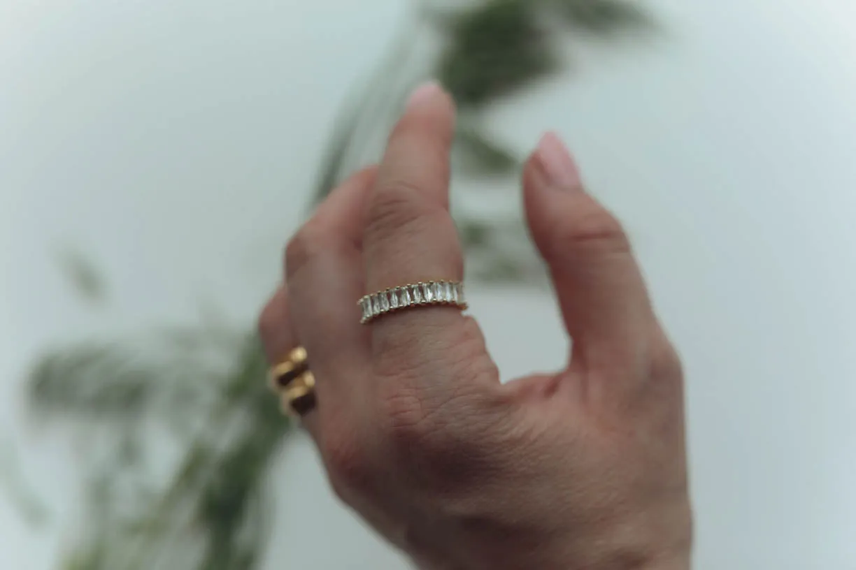 RAE: Baguette Ring 18k Gold Plated Adjustable Ring