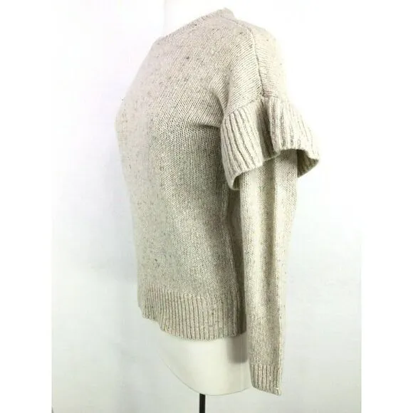 Ralph Lauren Wool Alpaca Sweater Size S Ruffled Sleeves Mascarpone Cream Multi